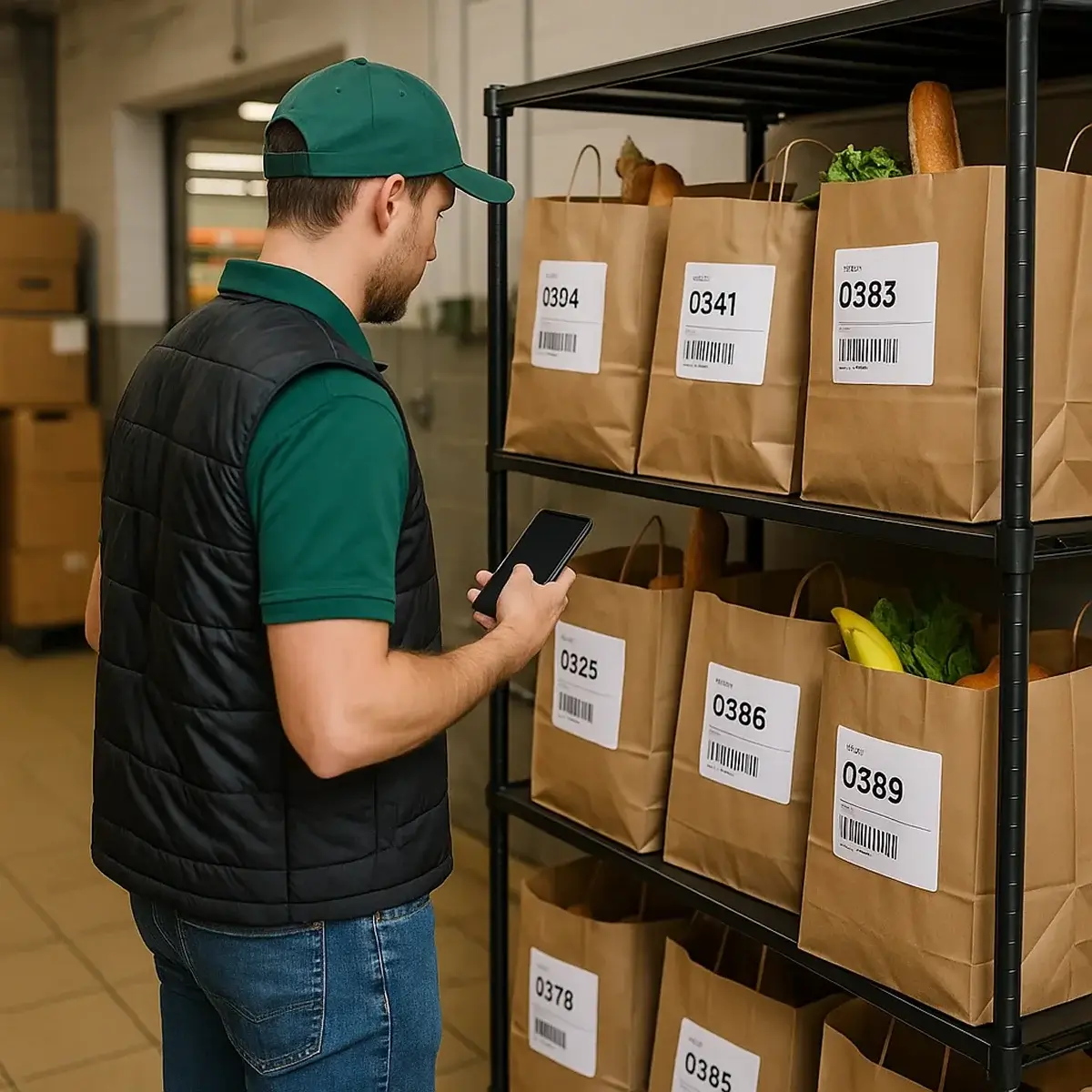 Delivery driver picking up grocery orders